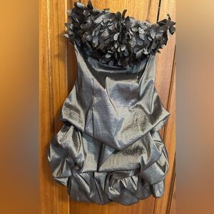 F21 size Small Strapless Ruched Silver Dress